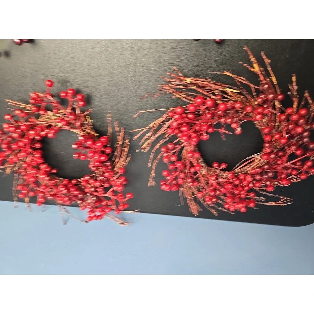 5 Winter Red‎ Berries Twig Candle Ring Winter Wreath 6